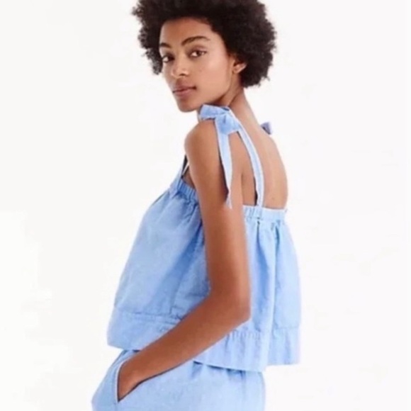 J. Crew Tie-shoulder Chambray Linen Top - Picture 6 of 12